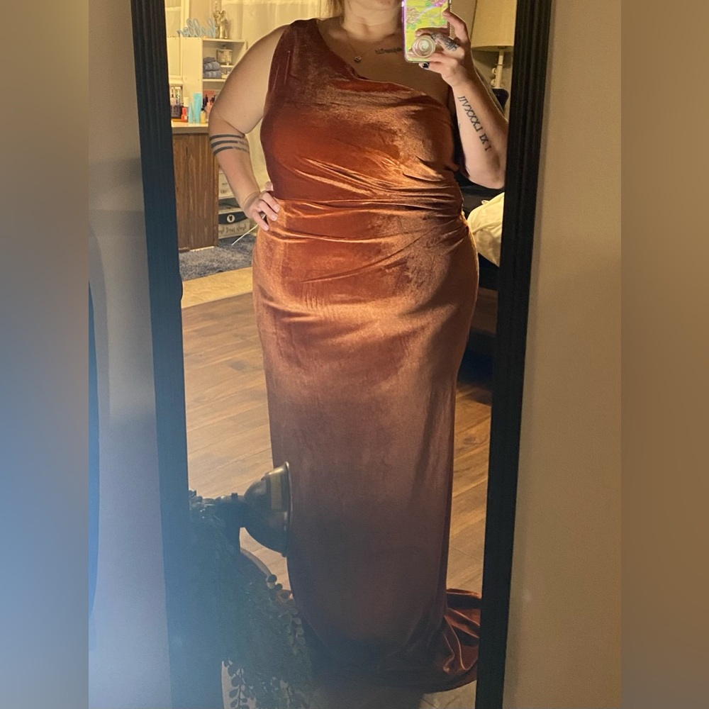Elegant Rust Velvet Gown